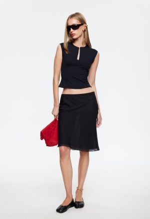 SHORELINE MIDI SKIRT – OBISDIAN