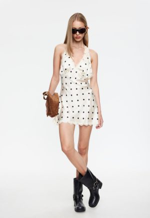 STARS ALIGN MINI DRESS – CREAM POLKA