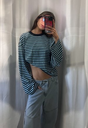 BLOOM LONG SLEEVE – NAVY SEA STRIPE