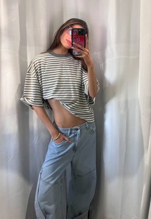 BLOOM SHORT SLEEVE – ASH STRIPE