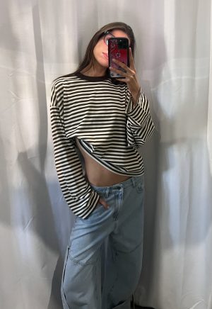 BLOOM LONG SLEEVE – DARK CHOCOLATE STRIPE