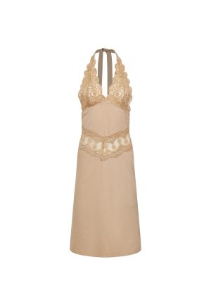 SOLANA MIDI DRESS – BEIGE PLAID