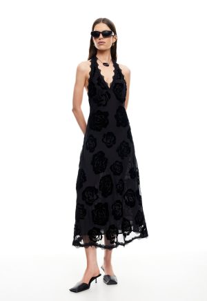 STARS ALIGN MIDI DRESS – BURNT NOIR ROSE