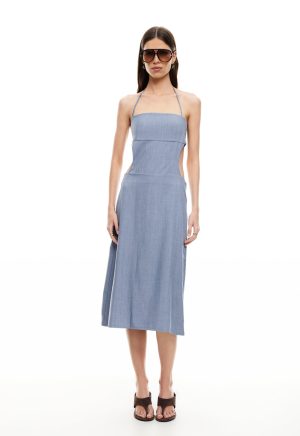 MOONLIT MIDI DRESS – SLATE BLUE