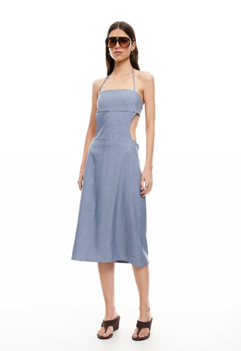 MOONLIT MIDI DRESS - SLATE BLUE