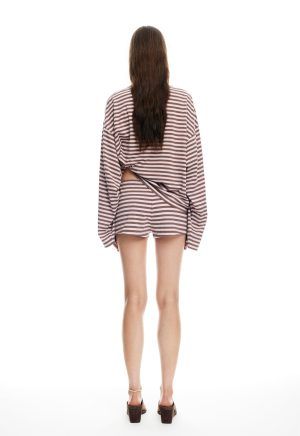 BLOOM LONG SLEEVE – CHOCOLATE BLUSH STRIPE