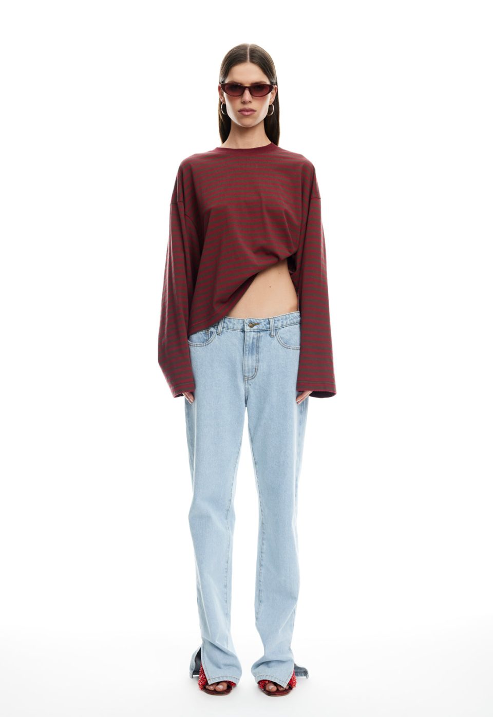 BLOOM LONG SLEEVE - CHOCOLATE WINE STRIPE