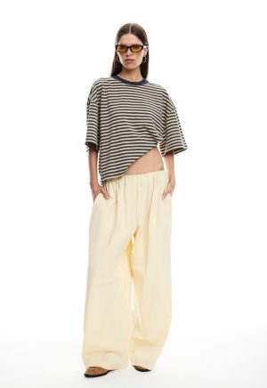 BLOOM SHORT SLEEVE – BEIGE STRIPE