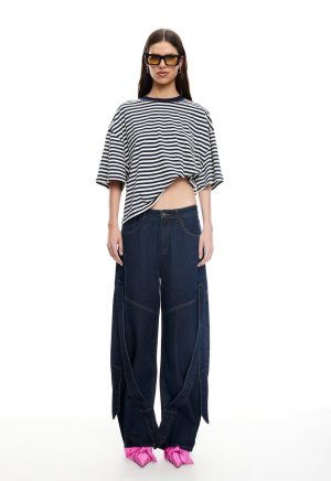 BLOOM SHORT SLEEVE – WHITE NAVY STRIPE