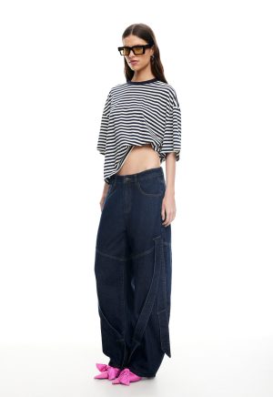 BLOOM SHORT SLEEVE – WHITE NAVY STRIPE