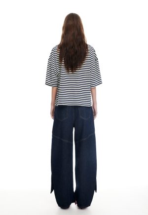 BLOOM SHORT SLEEVE – WHITE NAVY STRIPE