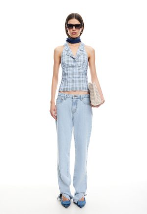 LURE TOP – BABY BLUE PLAID