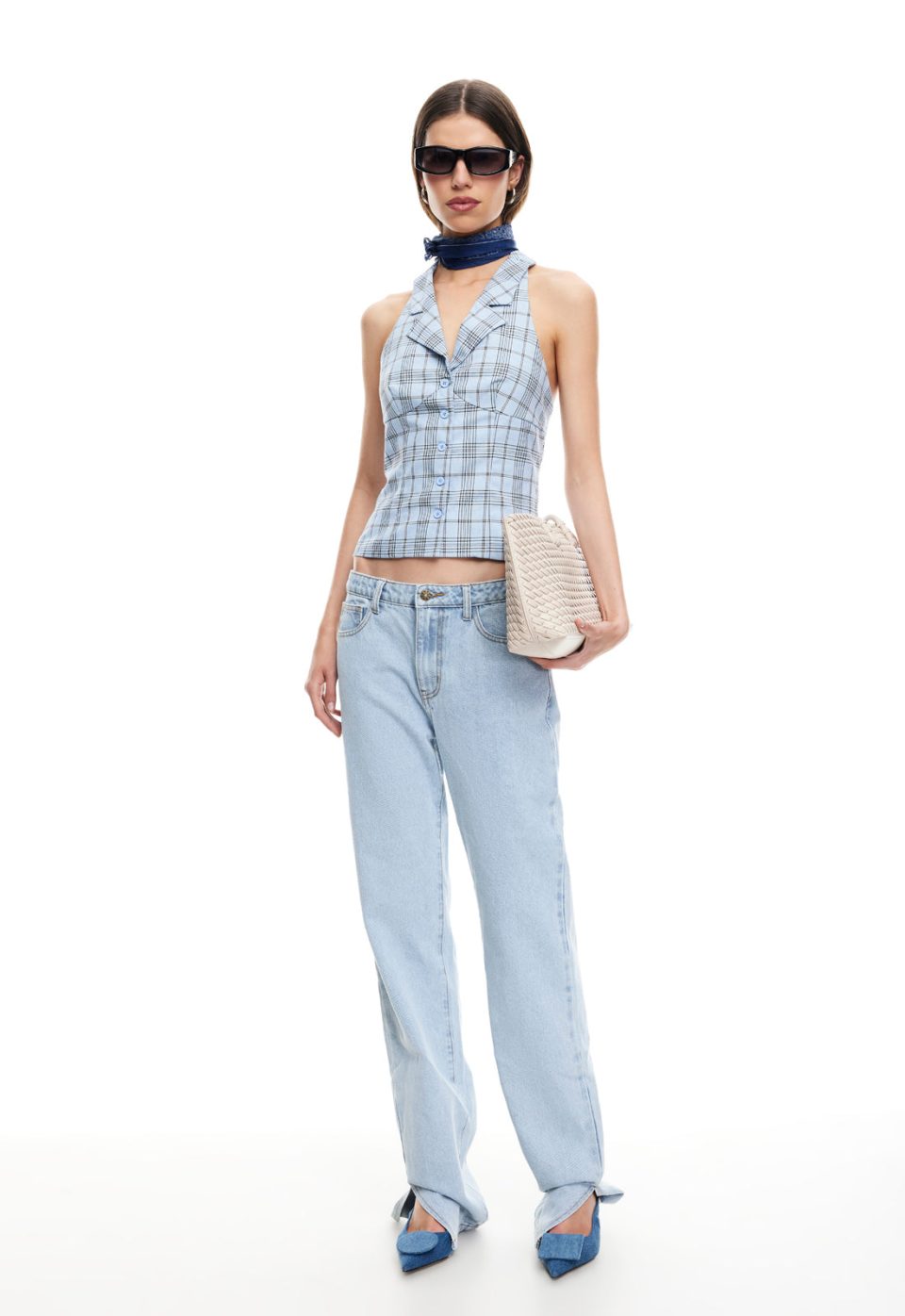 LURE TOP - BABY BLUE PLAID