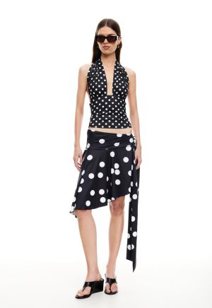 SAFARI MIDI SKIRT – NOIR POLKA