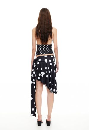 SAFARI MIDI SKIRT – NOIR POLKA