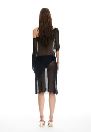 LUMINOUS MIDI SKIRT – OBSIDIAN