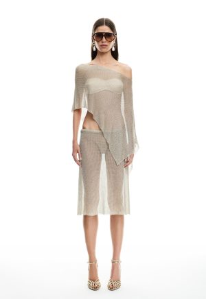 LUMINOUS MIDI SKIRT – TOPAZ