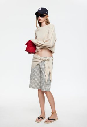 SEVIGNEY LONG SHORT – CREAM CHECK