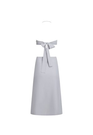 MOONLIT MIDI DRESS – LIGHT GREY PINSTRIPE