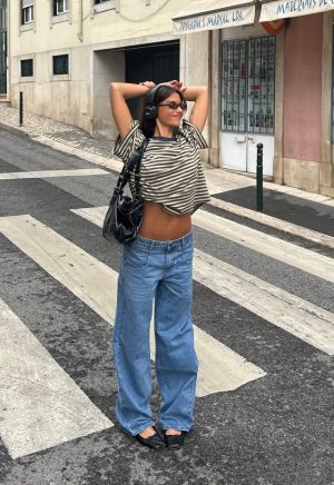 BLOOM SHORT SLEEVE – BEIGE STRIPE