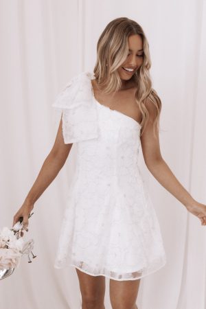 Ashly Off Shoulder Mini Dress – White