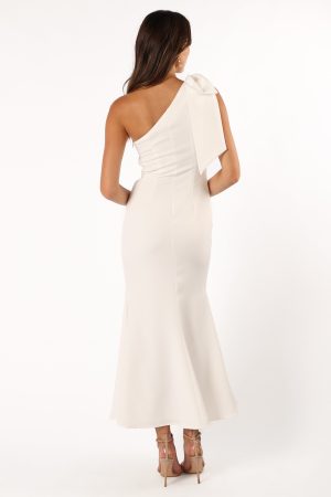 Charmed One Shoulder Midi Dress – Off White