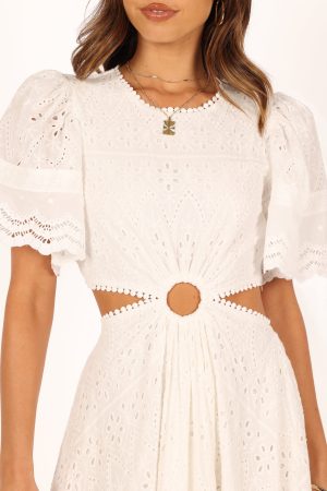 Merletto Cut Out Maxi Dress – White